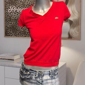 Lacoste Vintage Y2K Baby Tee - Red